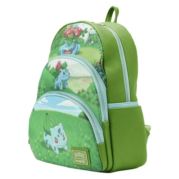 NWT Loungefly Pokémon Bulbasaur Triple Pocket Green Backpack - Picture 5 of 6